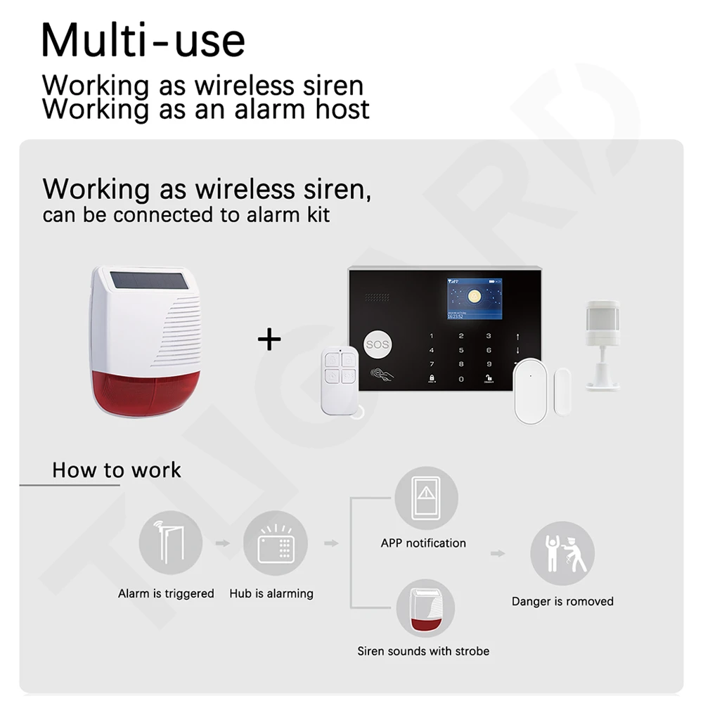 Tugard 433 МГц беспроводная наружная Солнечная Сирена светильник вспышка стробоскоп