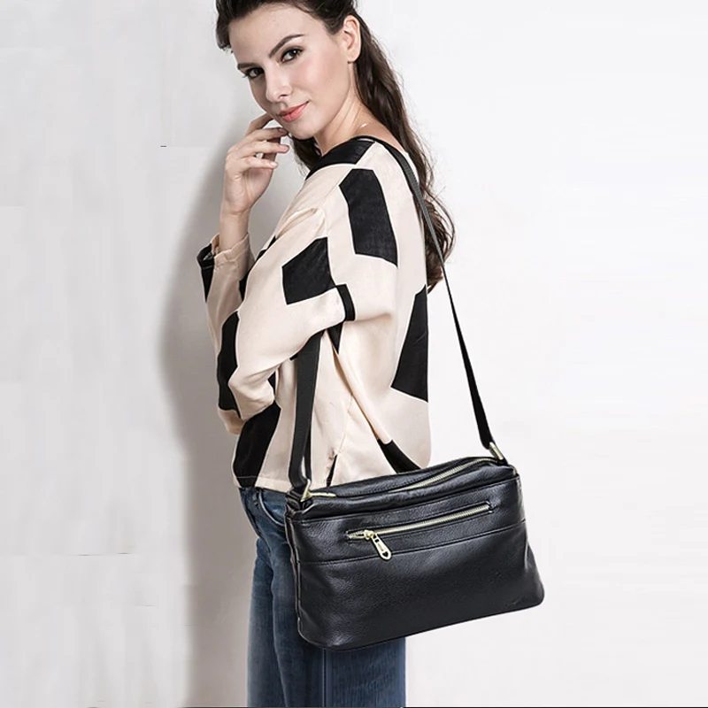 Женская сумка через плечо MJ маленькая вместительная мессенджер из натуральной