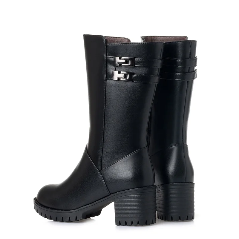 Women long boots 2020 genuine leather Ms Military thick wool warm big size 42 43 lady winter | Обувь