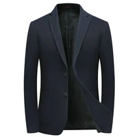men woolen blazer gray camel claret red navy blue elegant outfits male notched collar smart casual jacket suit 2022 garment