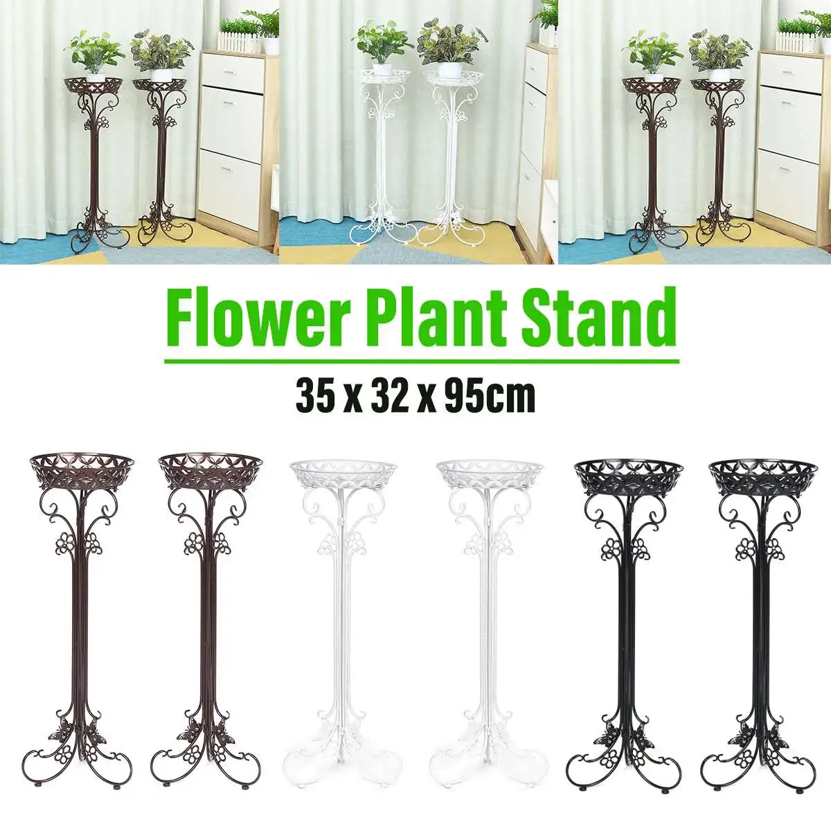 

Подставка для цветов 2 шт., металлическая подставка для растений, витрина для сада, гостиной, балкона, бонсая, 38*32*95 см, домашний декор