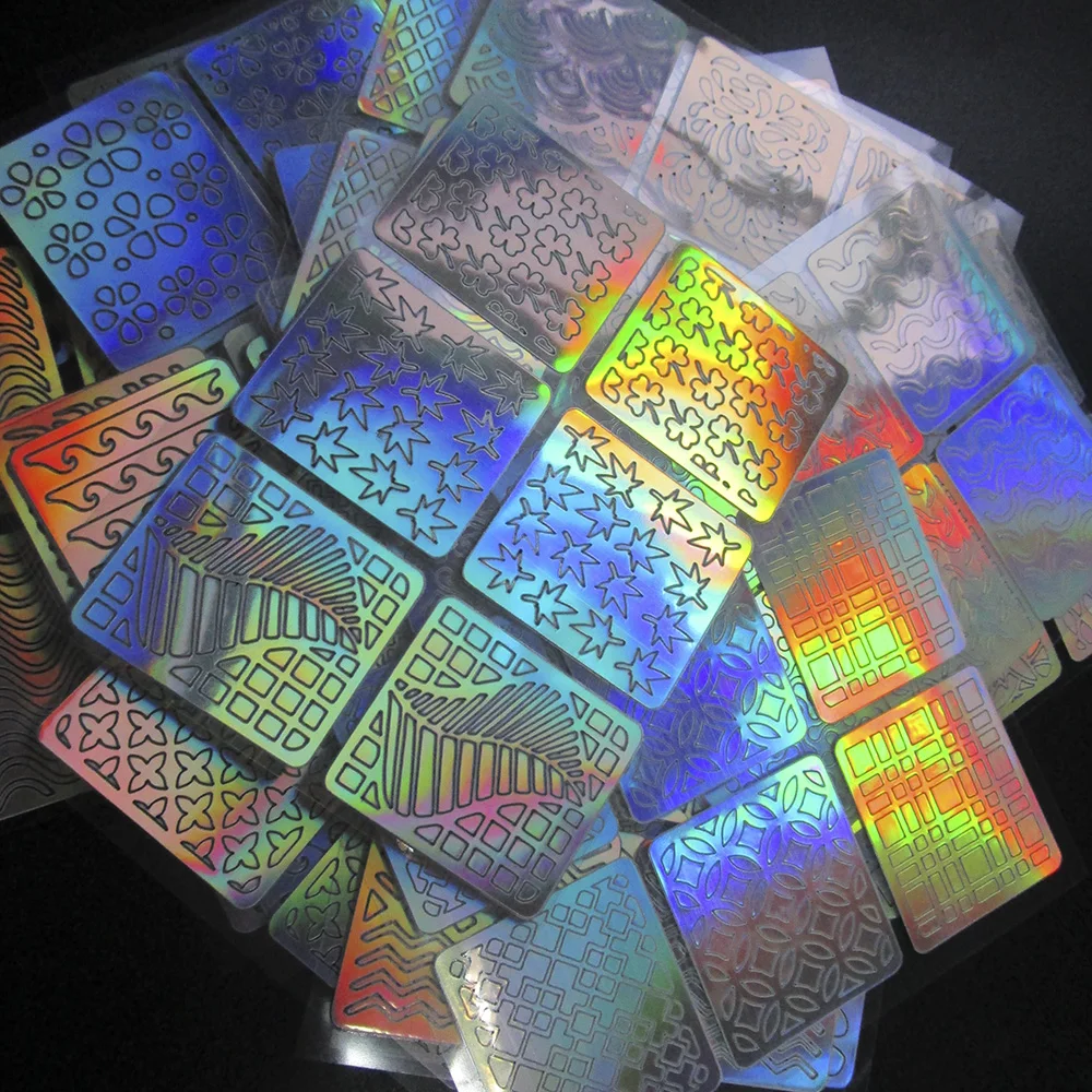 24 листа голографическое искусство ногтей виниловые наклейки трафарет для цветок