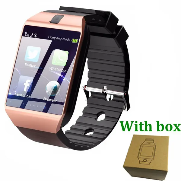 Rose Gold with box Bluetooth Смарт-часы DZ09 телефон с камерой Sim TF карта Android SmartWatch телефонный звонок браслет часы для Android смартфон - Цвет: Rose Gold with box