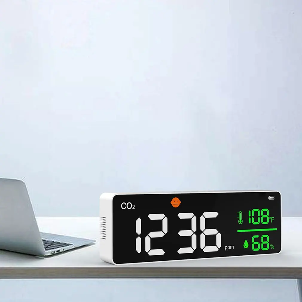 

Wall Mount Rechargeable CO2 Meter 400-5000ppm Digital Carbon Dioxide Monitor Temperature Humidity NDIR Sensor Dropshipping