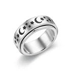 Кольцо для беспокойства для женщин и мужчин, кольца-Спиннер из нержавеющей стали, свободно вращающиеся, против стресса, луна, звезда, ювелирные изделия, 2021 подарки