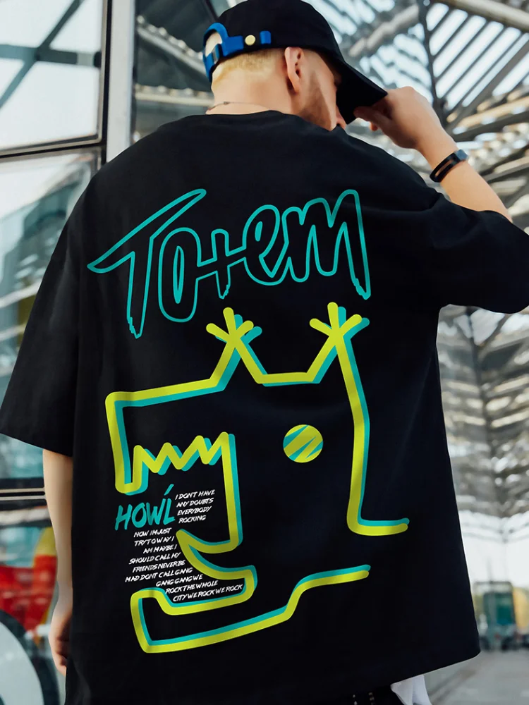 

Модная брендовая футболка большого размера в стиле хип-хоп с коротким рукавом Мужская модная свободная парная футболка большого размера с ...