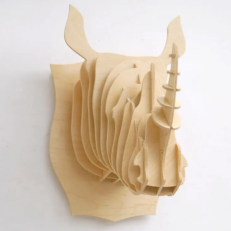 3D пазл деревянная креативная голова носорогов настенная Подарочная поделка