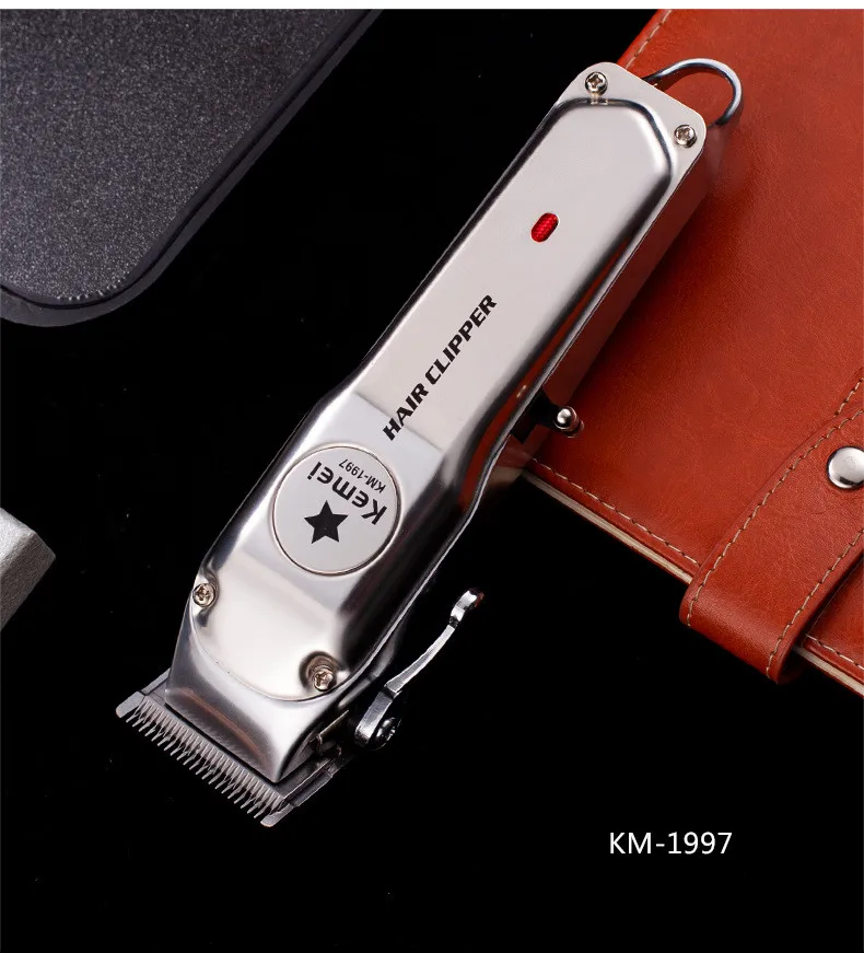 

Электрический беспроводной триммер для волос Kemei-1997, профессиональный перезаряжаемый Clipper110-240V для волос, полностью металлический
