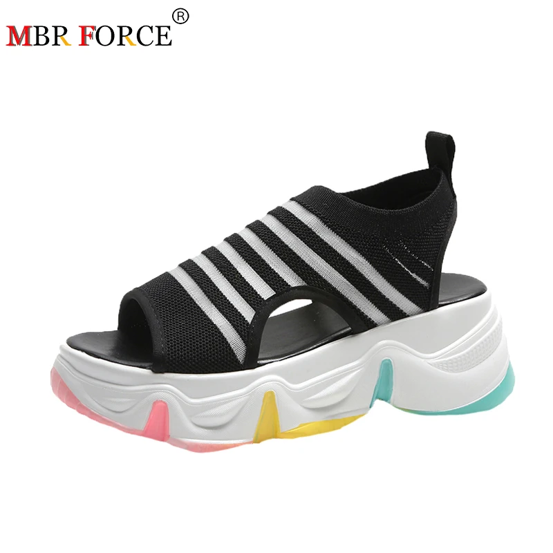 MBR FORCE/Модные женские сандалии Сезон лето Дышащая разноцветная обувь на платформе