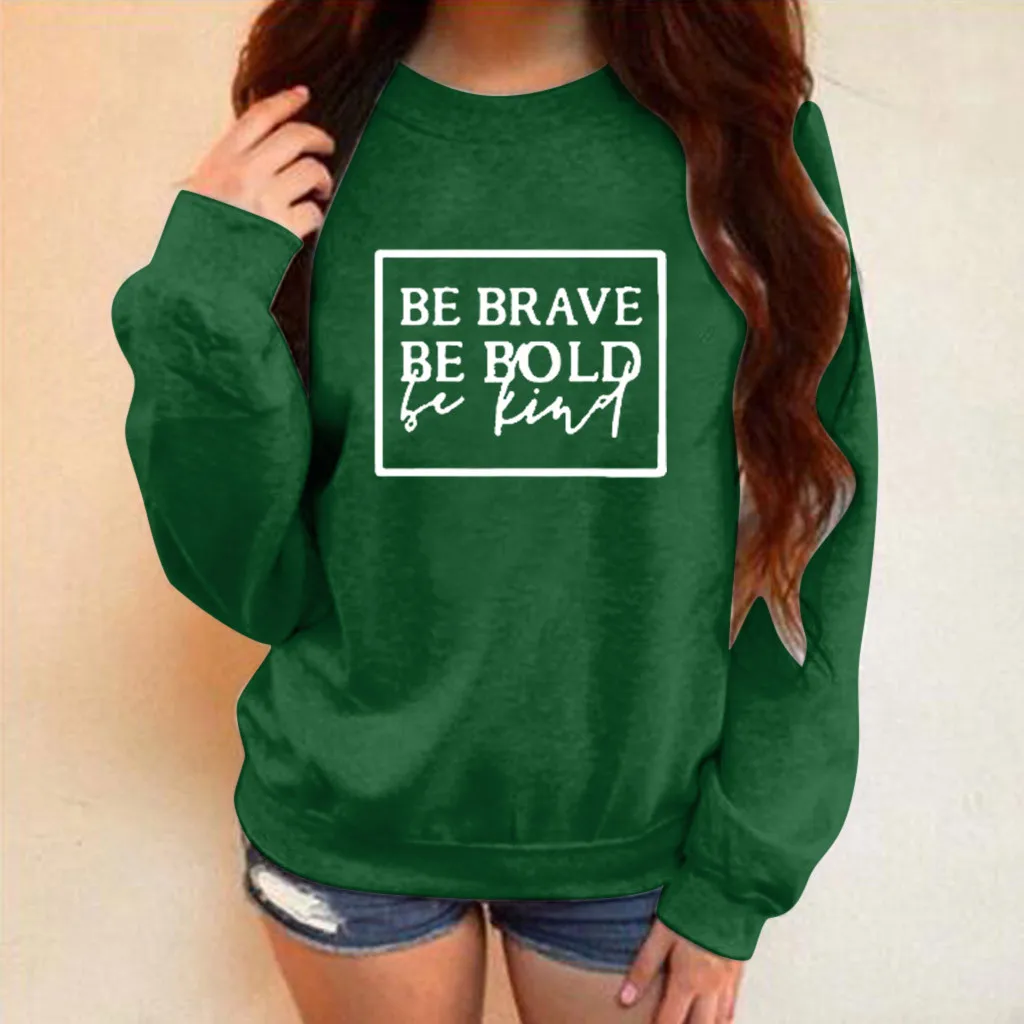 Женская толстовка с длинным рукавом и круглым вырезом принтом букв|Женские