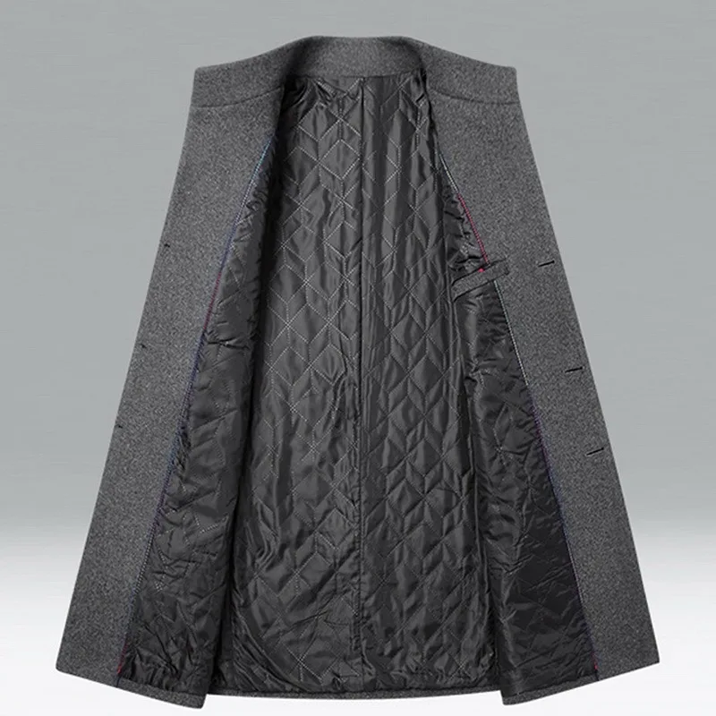 Men's Tweed Coat Trench Jacket Middle-aged Dad's collar and Old Wool Men | Мужская одежда