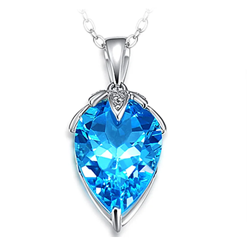 

Inlaid Blue Zircon Pendant Jewelry Water Drop Zircon Female Fashion Jewelry Charm Necklace