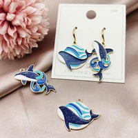 10pcslot cute dolphin whale enamel charms pendant gradient bling charms for diy jewelry making findings crafts accessories
