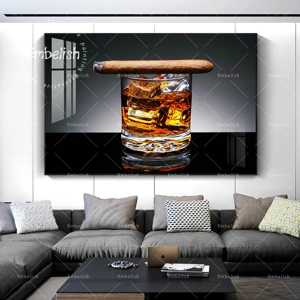 

Embelish Ice Glass And Smoke Modern Kitchen Dinning Room Decor Wall Art Posters Restaurant Wall Pictures HD Canvas Paintings