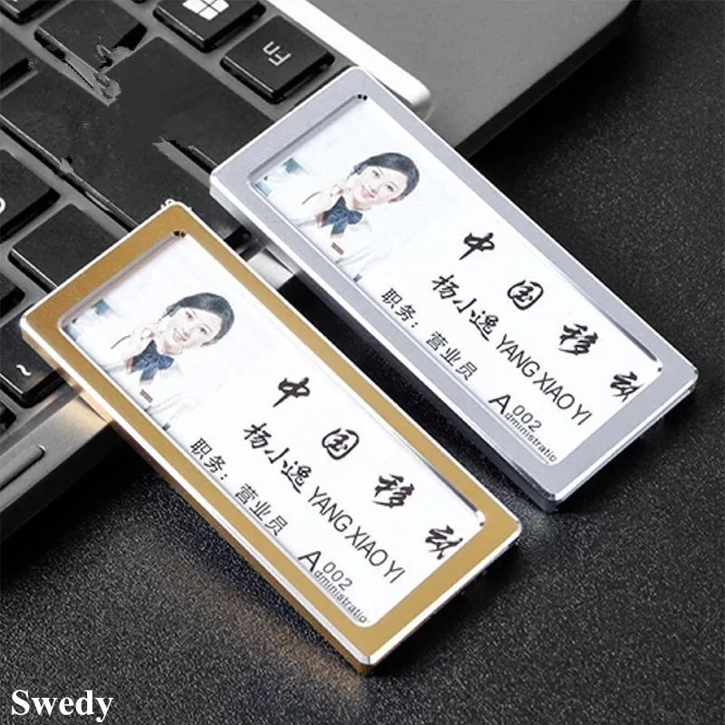

70X25mm 1 Pieces Metal Name ID Badge Holder With Pin Work Office Name Card Holder Tags