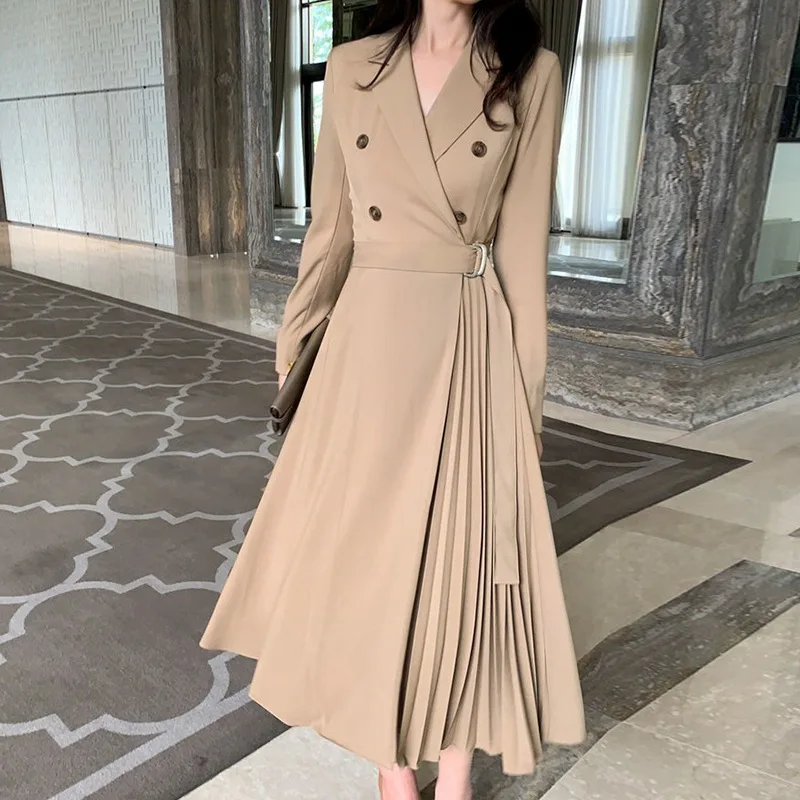 Женское асимметричное платье с поясом повседневное офисное трапеция длинным