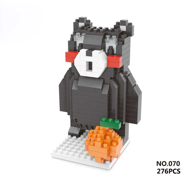 Funny japan Kumamoto Ken mascot micro diamond block Kumamon orange heart black bear nanobrick educational toy for children gift | Игрушки и