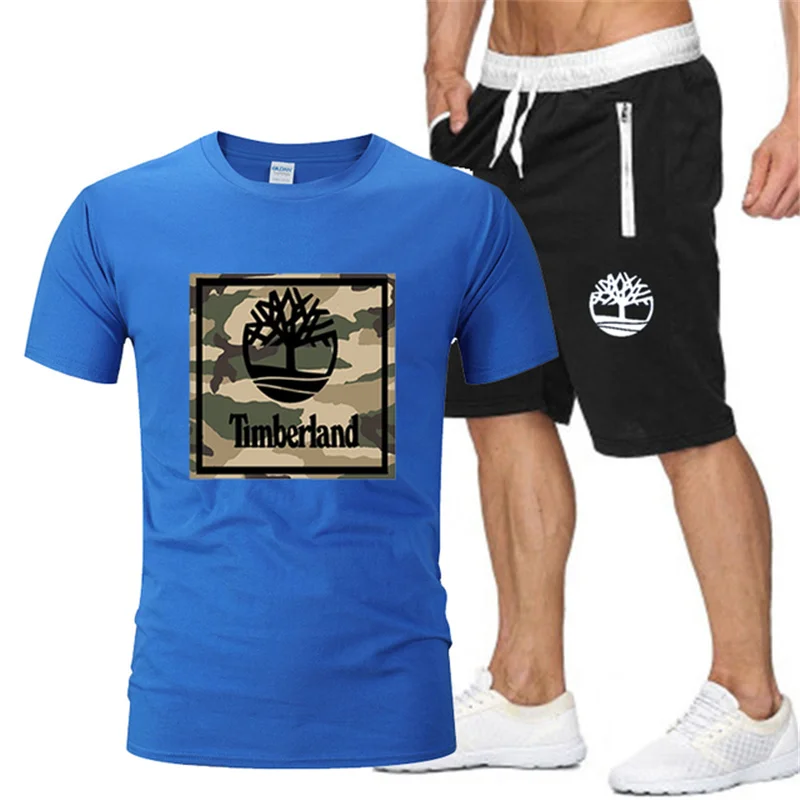 

2021 new men's brand sportswear shorts suit short-sleeved breathable T-shirt + shorts casual wear men's basketball training suit