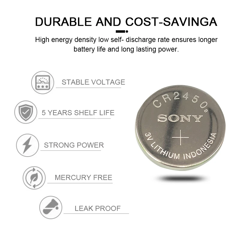 30 шт. SONY CR2450 3V CR 2450 DL2050 BR2450 литиевая Кнопочная батарея для пульта дистанционного
