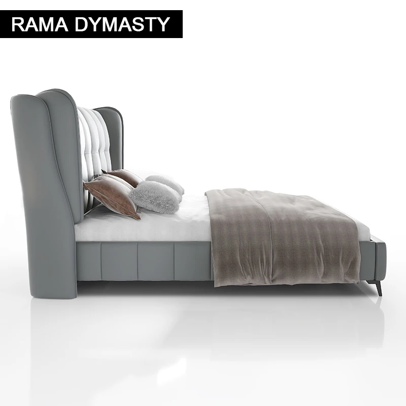 Мягкая кровать RAMA DYMASTY из натуральной кожи современный дизайн Бетт cama модная