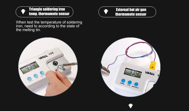 YIHUA 192 ЖК-дисплей де температура цифровой Сенсор de instrumento ironthermometer testador de Solda пистолетного де Ar Quente Цельсия Fahren