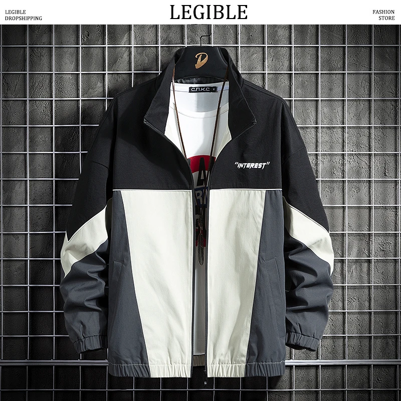 Разборные осенние куртки в стиле хип-хоп для мужчин ветровка пэчворк Весенняя