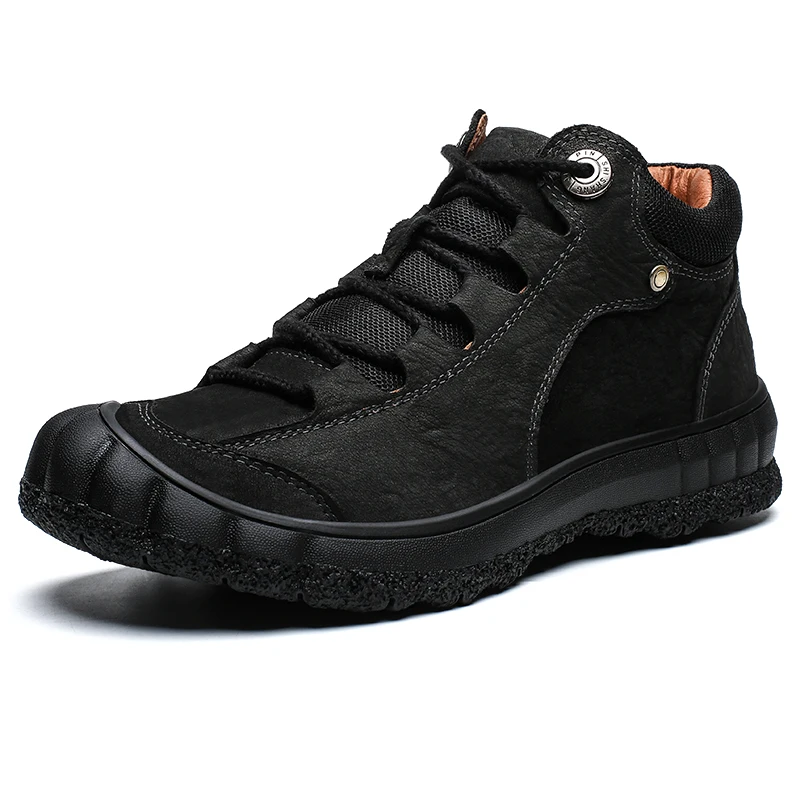 Мужские новые кожаные ботинки Зимняя теплая обувь из воловьей кожи Мягкая для