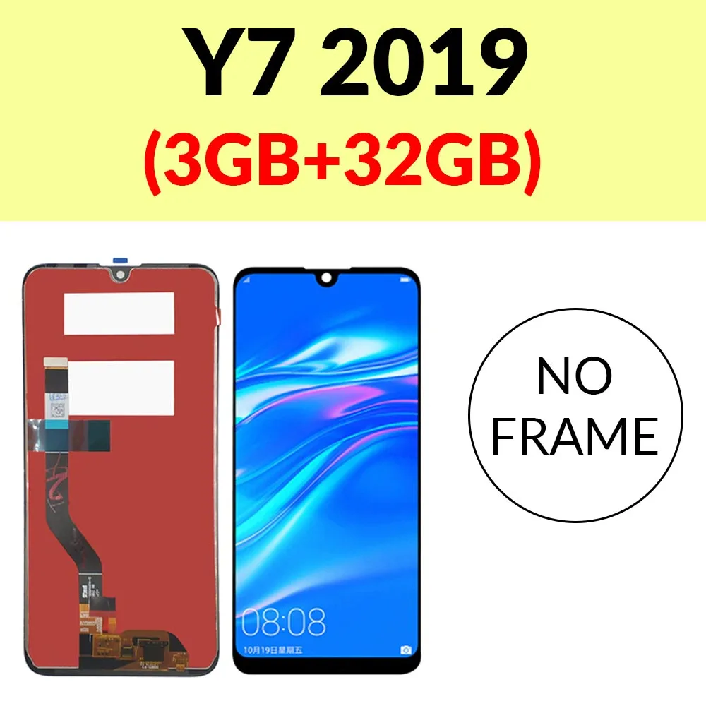 Y7 2019 3GB no Frame Черный ЖК-экран для huawei Y6 Y7 премьер-профессионал дисплей+ Замена сенсорного экрана для huawei Y9 Enjoy 9 Plus Y9 lcd - Цвет: Y7 2019 3GB no Frame