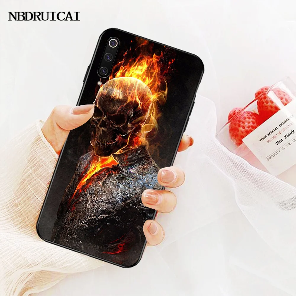 NBDRUICAI чехол для телефона с принтом черепа байкера демона призрака Райдера DIY Xiaomi