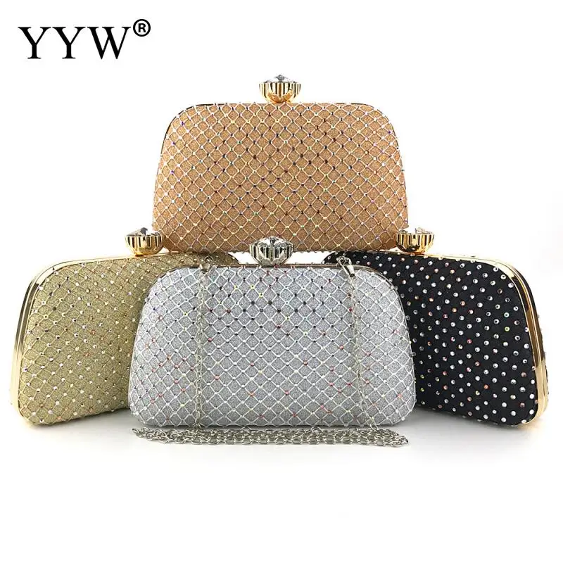 

Diamond Evening Clutch Bag Women 2020 Champagne Party Bags With Rhinestone Fashion Designer Crystal Chain Crossbody Bags Purse