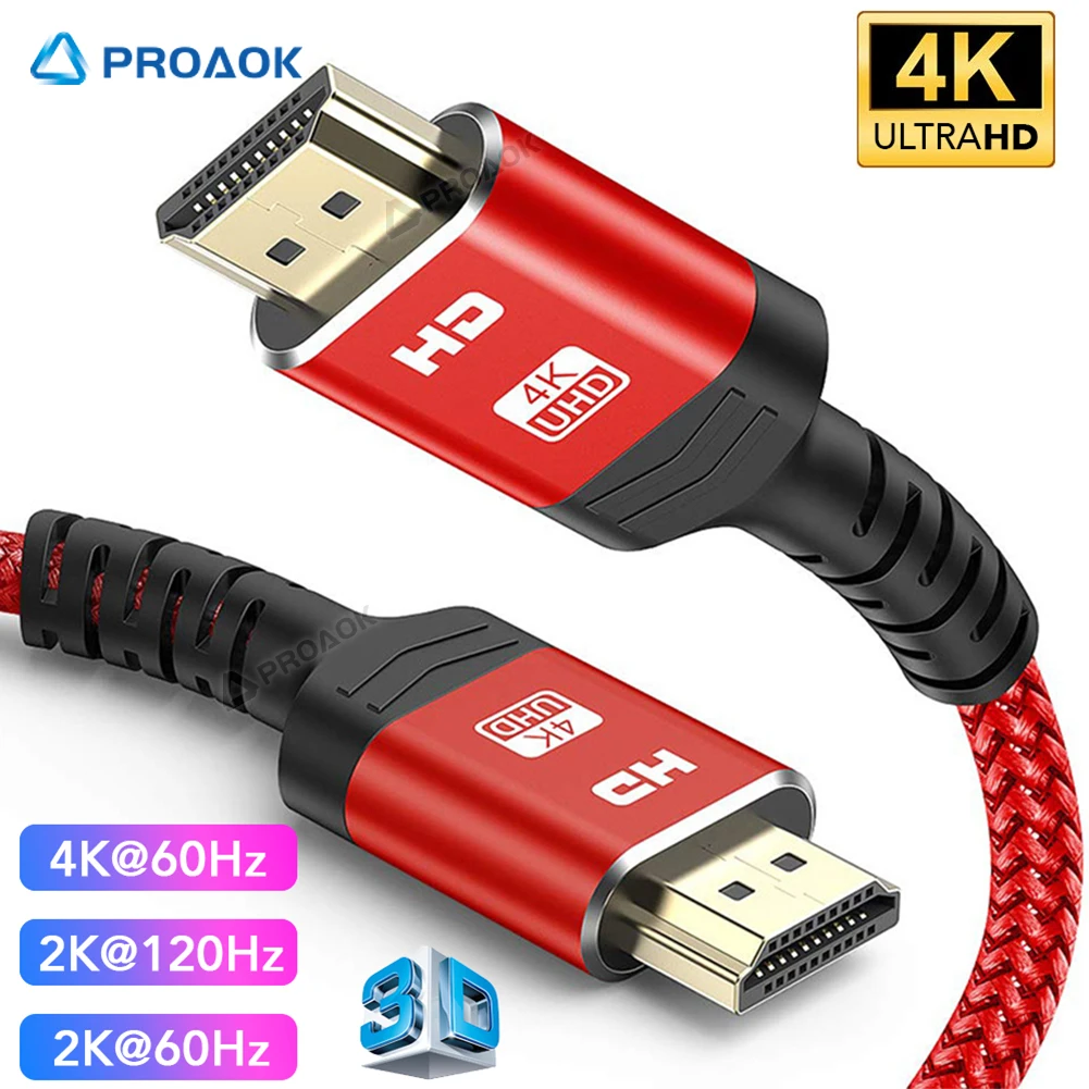 

2021 HDMI2.0-compatible Cable 4K 60Hz to HDTV Ultra-HD Support 2K 60Hz 1080p 120Hz Nylon Braided for PC/Monitor/Graphics Card
