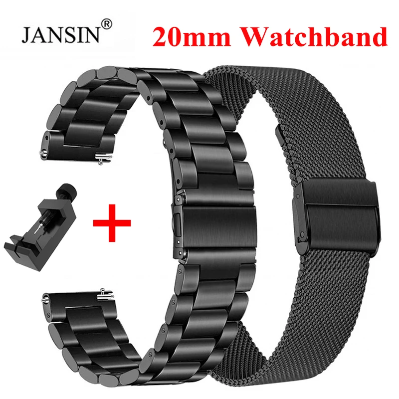 

Mesh Milanese & Stainless Steel Watchband 20mm For Samsung Galaxy Watch 42mm/Active 2 40mm 44mm Band Amazfit Bip/GTS/GTR 42MM