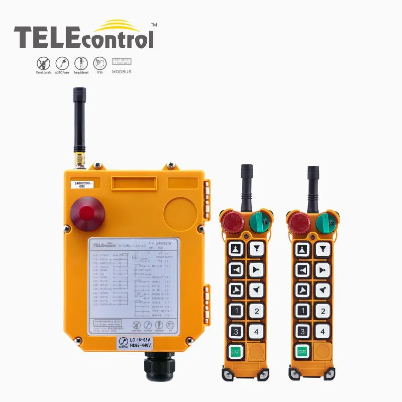

Industrial Remote Control F24-10D Crane Lift Button Switch 10 Double speed buttons 1 receiver 2 transmitters for hoist crane
