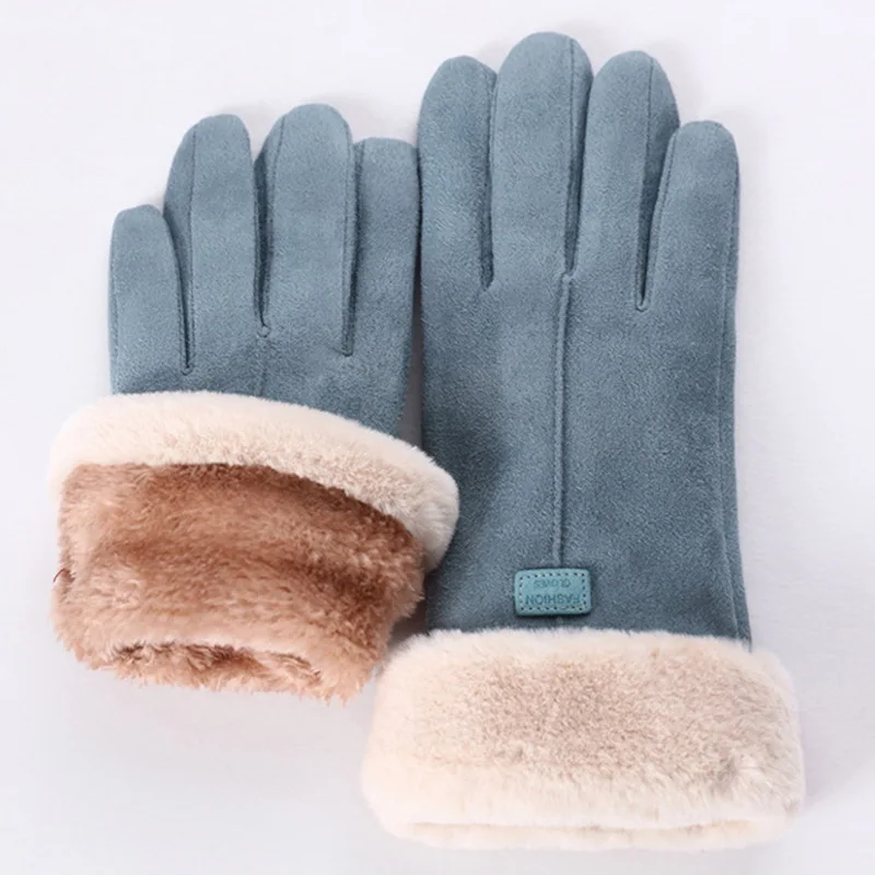 

2020 Nieuwe Mode Vrouwen Handschoenen Herfst Winter Schattige Harige Warme Wanten Volledige Vinger Wanten Vrouwen Outdoor Sport
