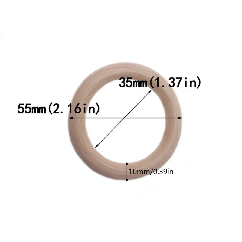 

20Pcs Natural Wooden Baby Teether Ring Infant Molars DIY Accessories Craft Toy