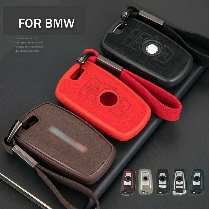 M Style Fine Suede Leather+TPU Car Key Fob Case Cover Holder Protect For BMW 520 525 F10 F30 F18 118i 320i 1 3 5 7 Series X3 X4 |