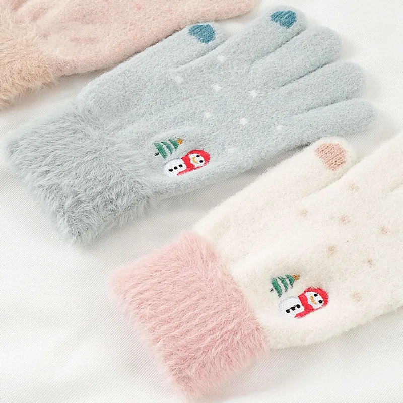 Снеговик перчатки для взрослых полных пальцев зимние теплые Корейская версия