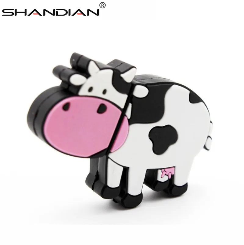 SHANDIAN cartoon Milk Cow usb flash drive pendrive pen 4GB 8GB 16GB 32GB 64GB memory stick creative Pendriver 2.0 | Компьютеры и офис