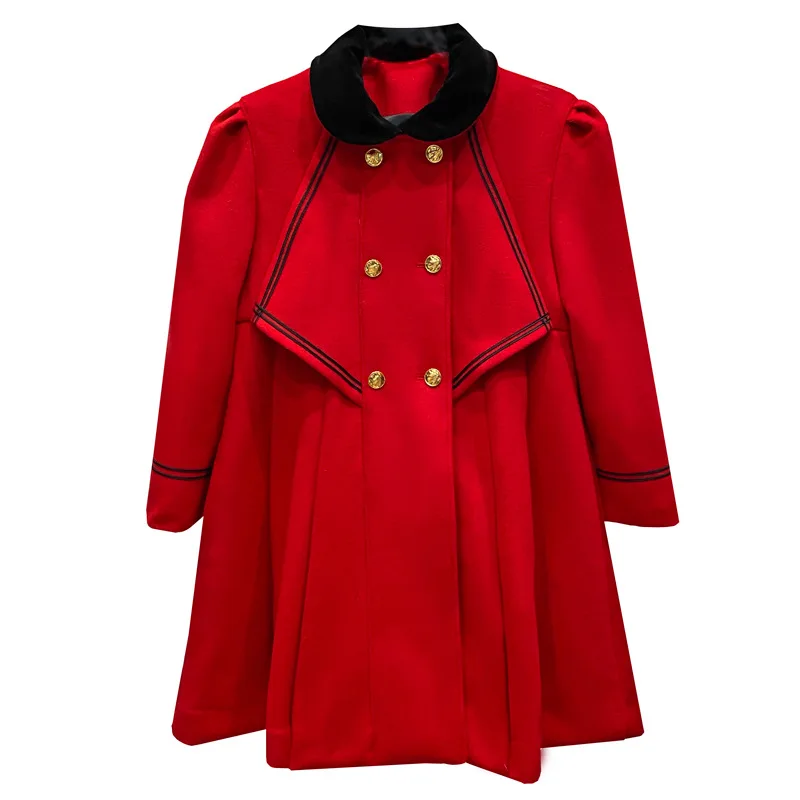 

Europe Style High quality Wommens' velvet overcoat Sweet bowtie double-breasted coat C743