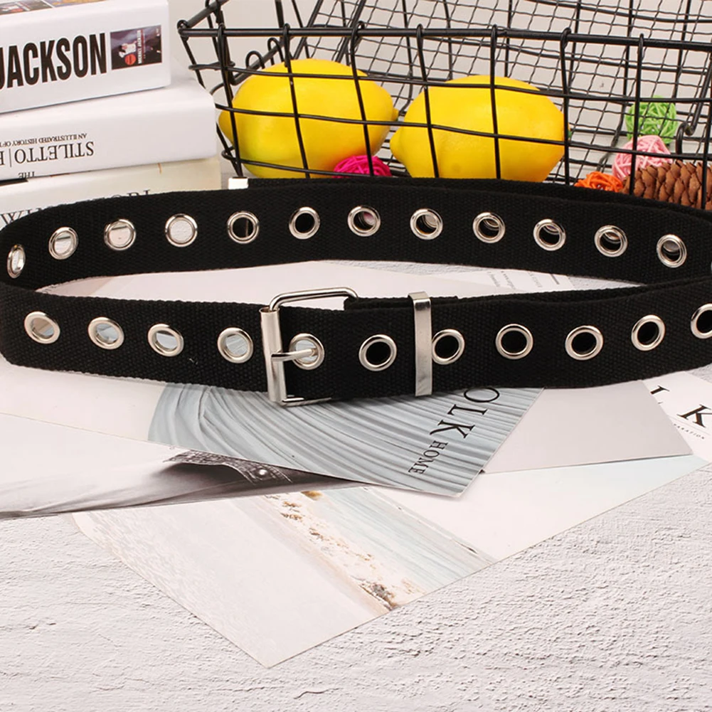 

Unisex Long Casual Out Jean Ring Metal Students Buckle Nylon Waist Belt Pin