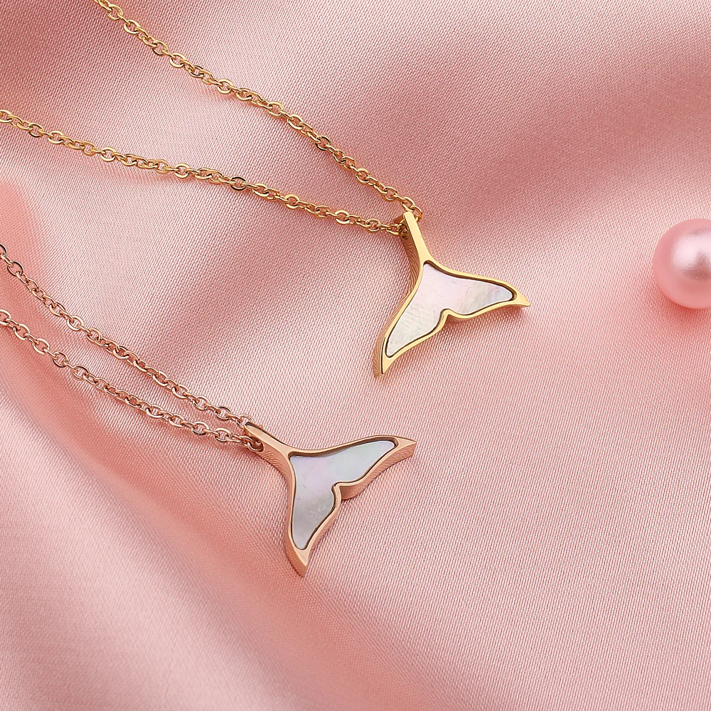 Ожерелье с подвеской в виде рыбки и хвоста из нержавеющей стали