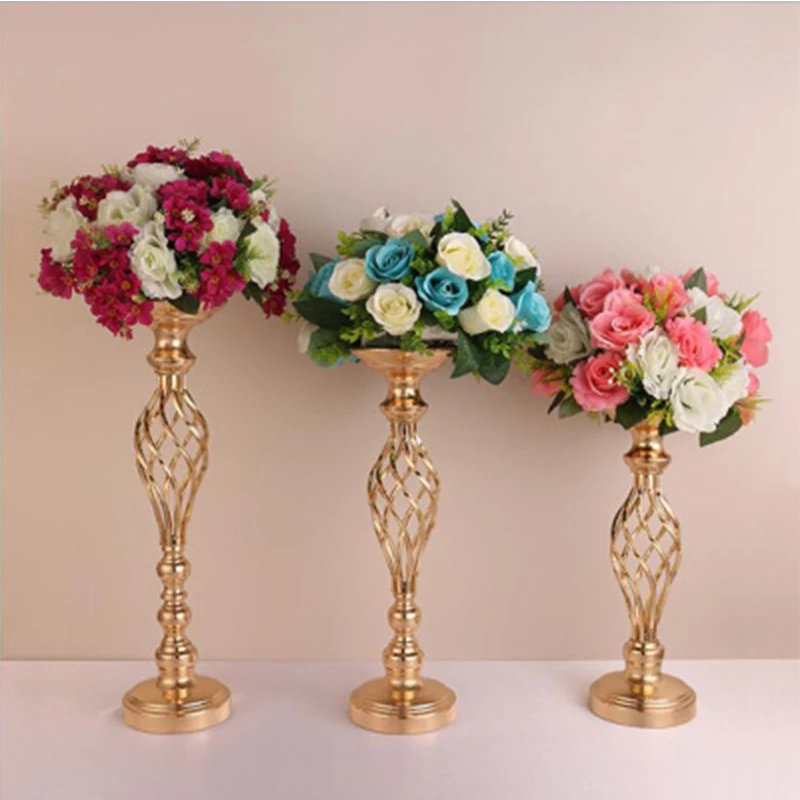 

Gold Tabletop Vase Metal Flower Vase Table Centerpiece For Mariage Metal Flowers Vases For Wedding Decoration