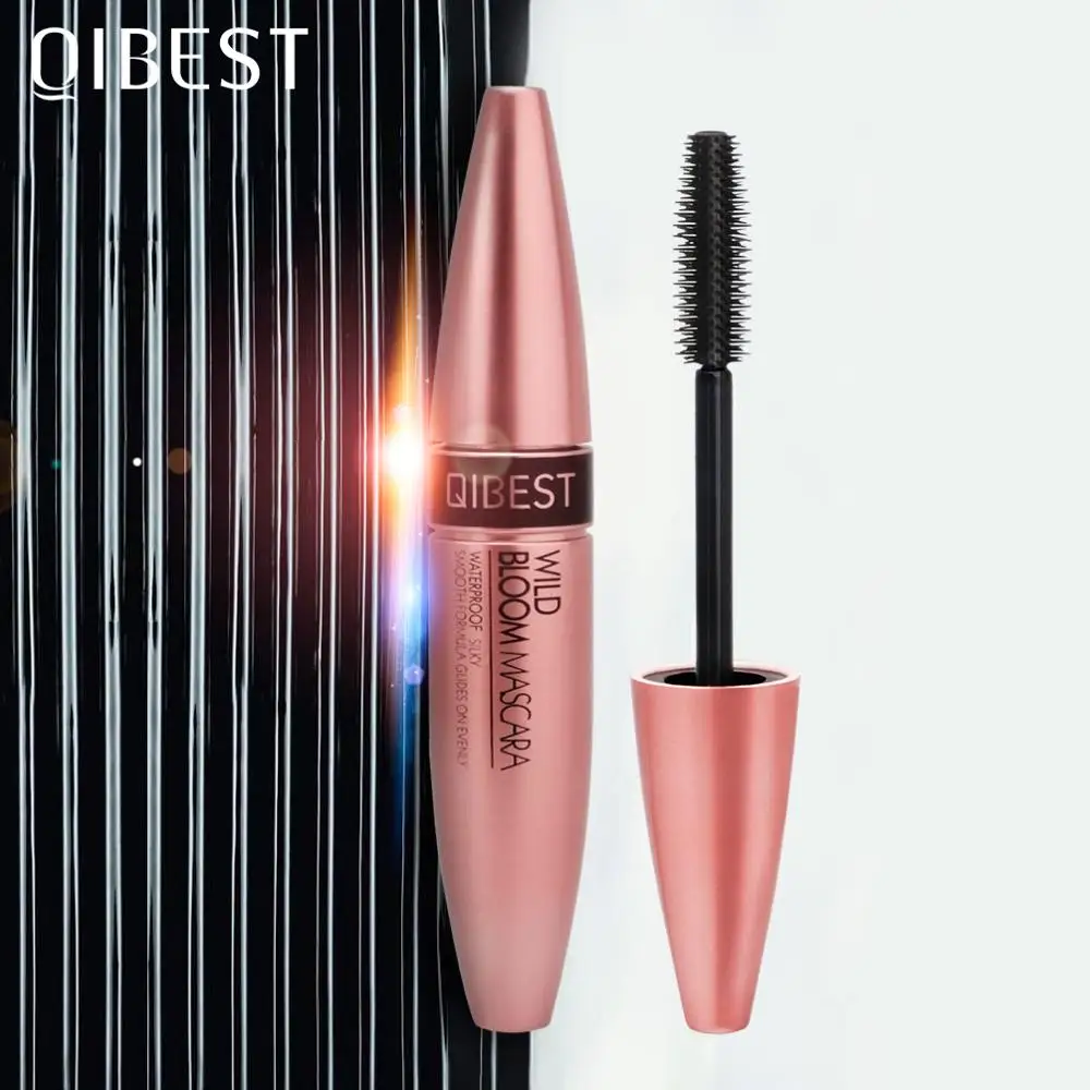 

QIBEST 4D Fiber Mascara Long Eyelash Silicone Brush Curling Lengthening Mascara Waterproof Long Lasting Lash Makeup Eye Cosmetic
