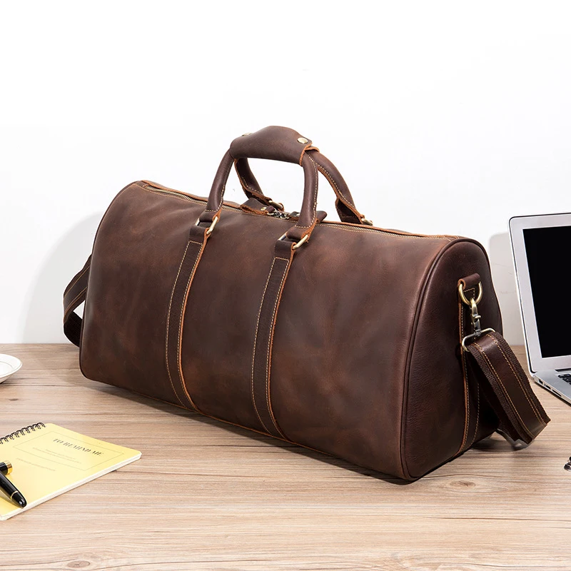 Дорожные спортивные сумки из натуральной кожи для мужчин мягкие натуральные