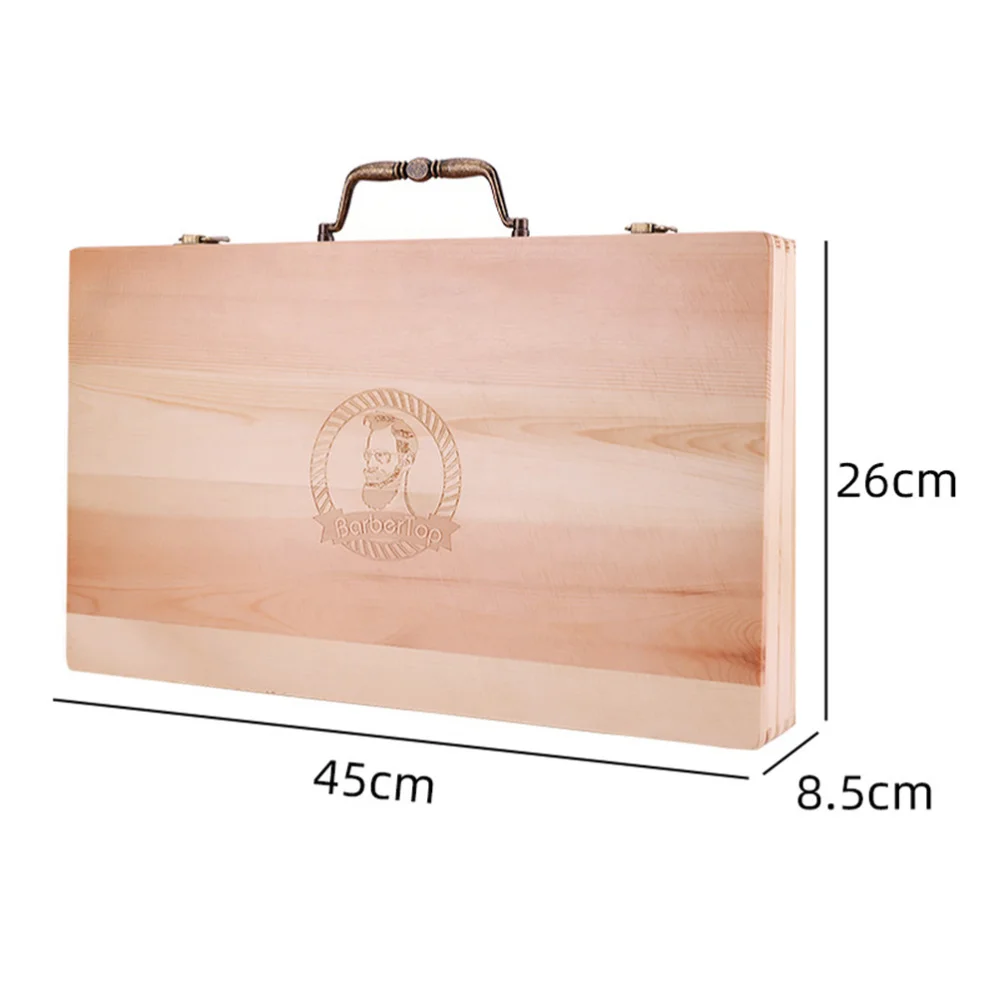 

1pc Barber Tool Storage Box Handheld Hairstyling Tool Organizer Wooden Suitcase