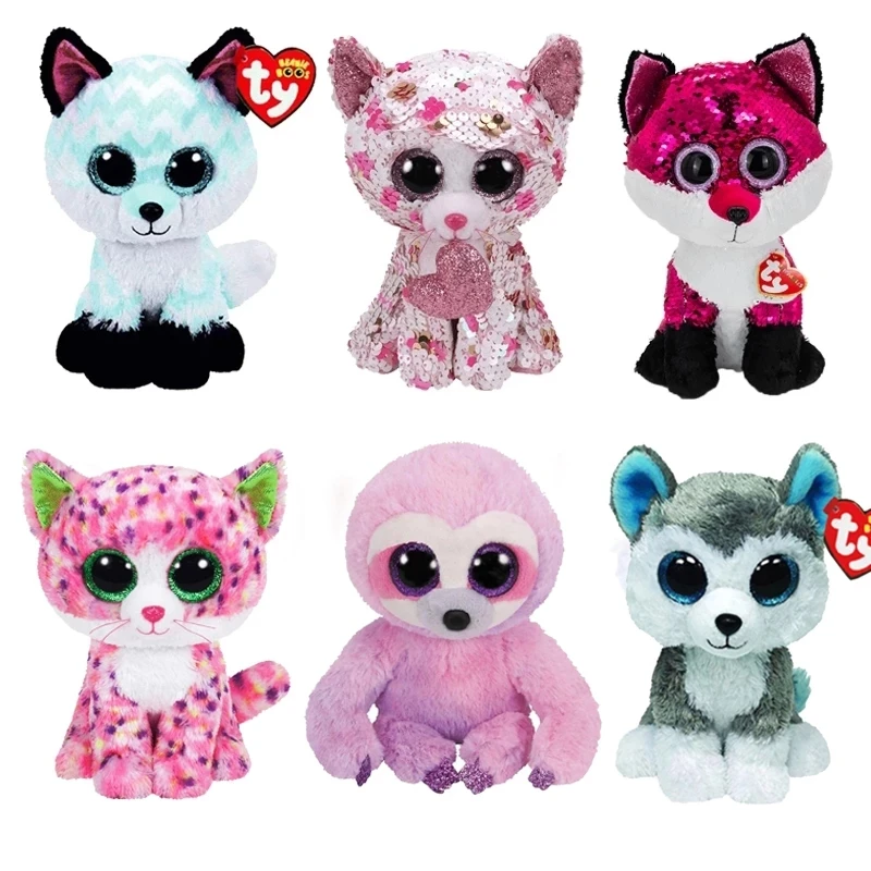 

15 см Ty Beanie Boos большой глаз лиса серия Ленивец собака кошка овечка плюши милые куклы детские игрушки Декор Детский подарок на Рождество День ...