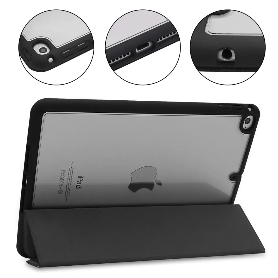 

Чехол для iPad mini5 mini 5 2019 7,9 ", умный чехол, чехол с держателем для карандашей, прозрачный жесткий чехол, идеальный чехол для ipad mini 4 + пленка + ручк...
