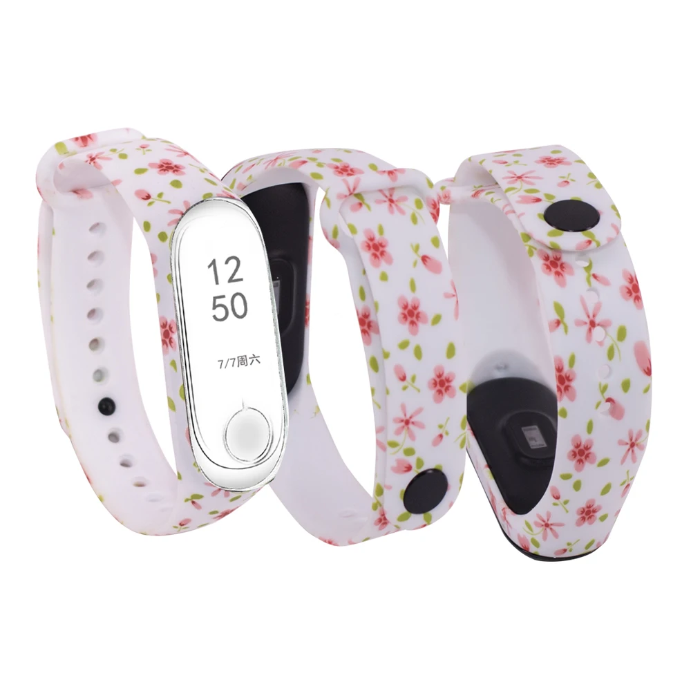 1 шт цветные цветы mi Band 4 ремешок сменный Браслет для Xiaomi mi band 3 4 Универсальный силиконовый ремешок на запястье mi 3 ремень