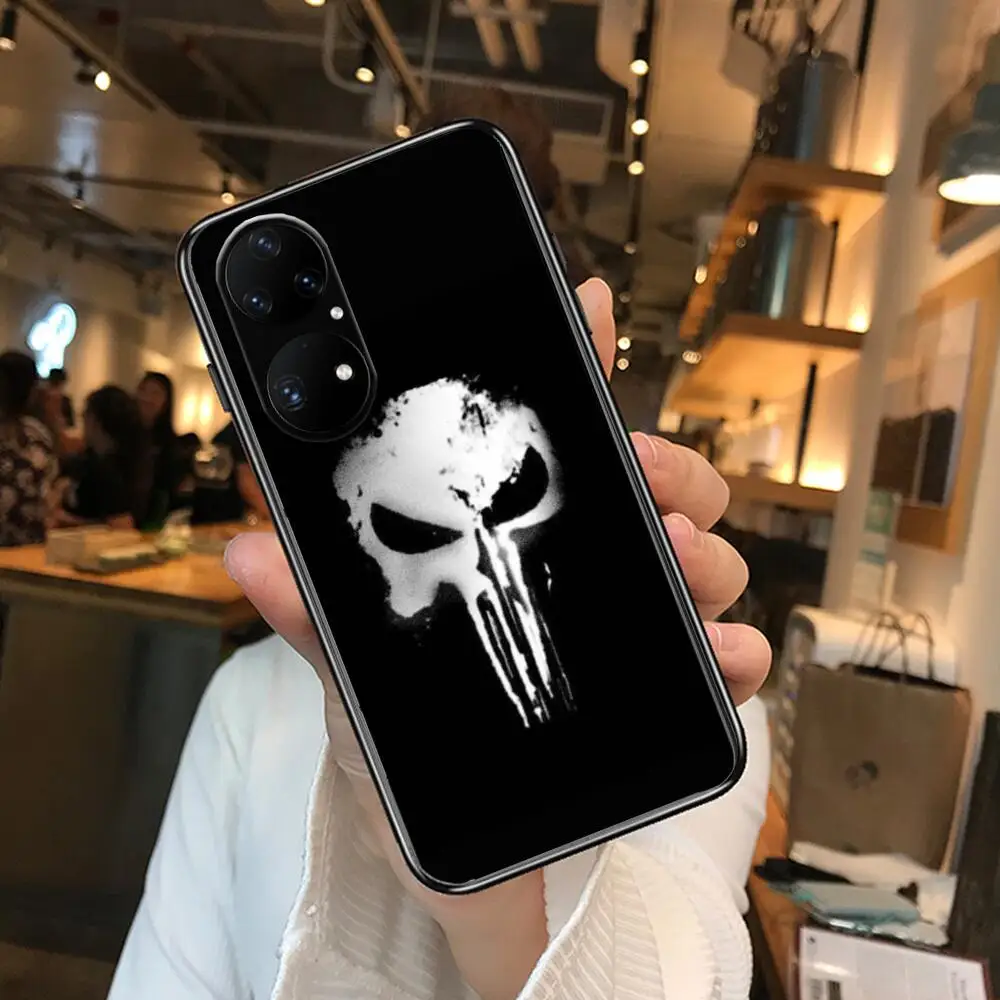 Чехол Marvel Punisher для телефона Huawei p50 P40 p30 P20 10 9 8 Lite E Pro Plus черный с рисунком комиксов.