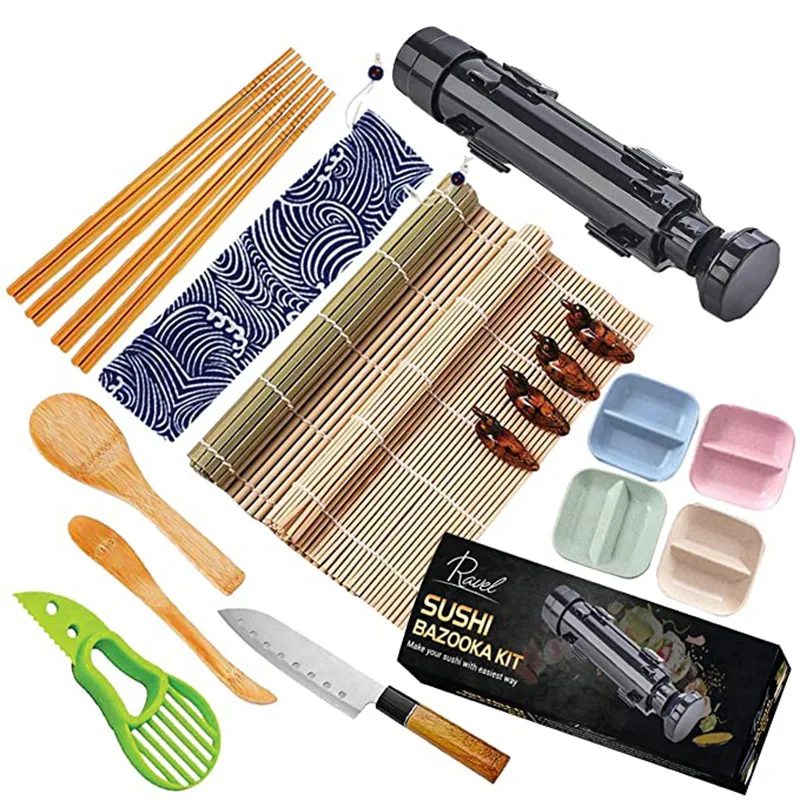 

Sushi Making Kit All In One Sushi Bazooka Maker Set Multifunctional Mould Sushi Curtain Kitchen Tools DIY Sushi Roller Machine